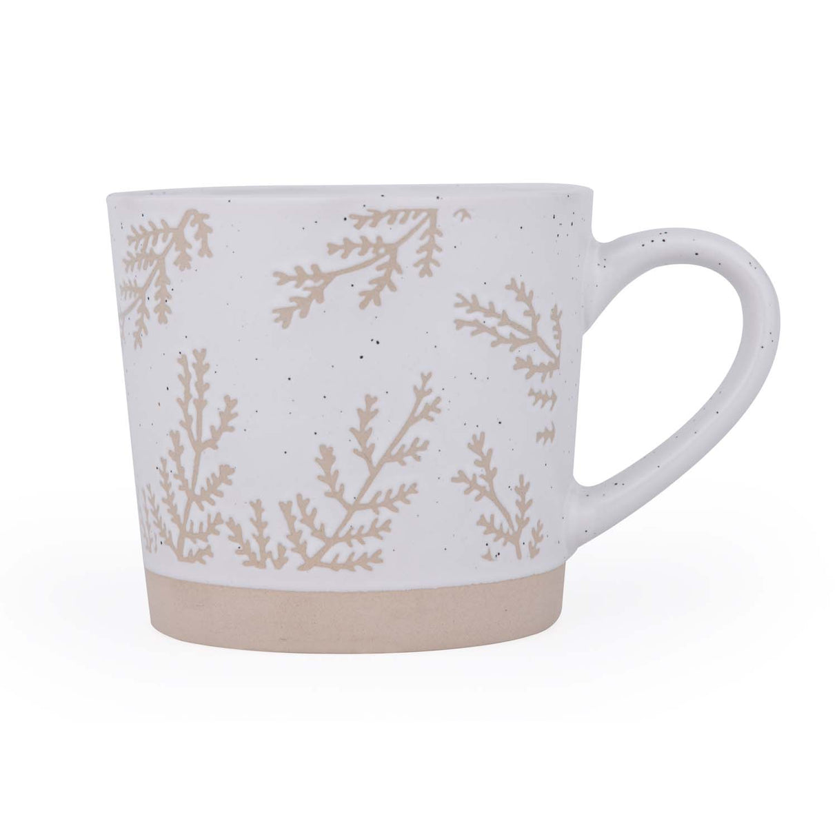 Leaf Design 400 ml Ceramic Coffee Mug- Beige