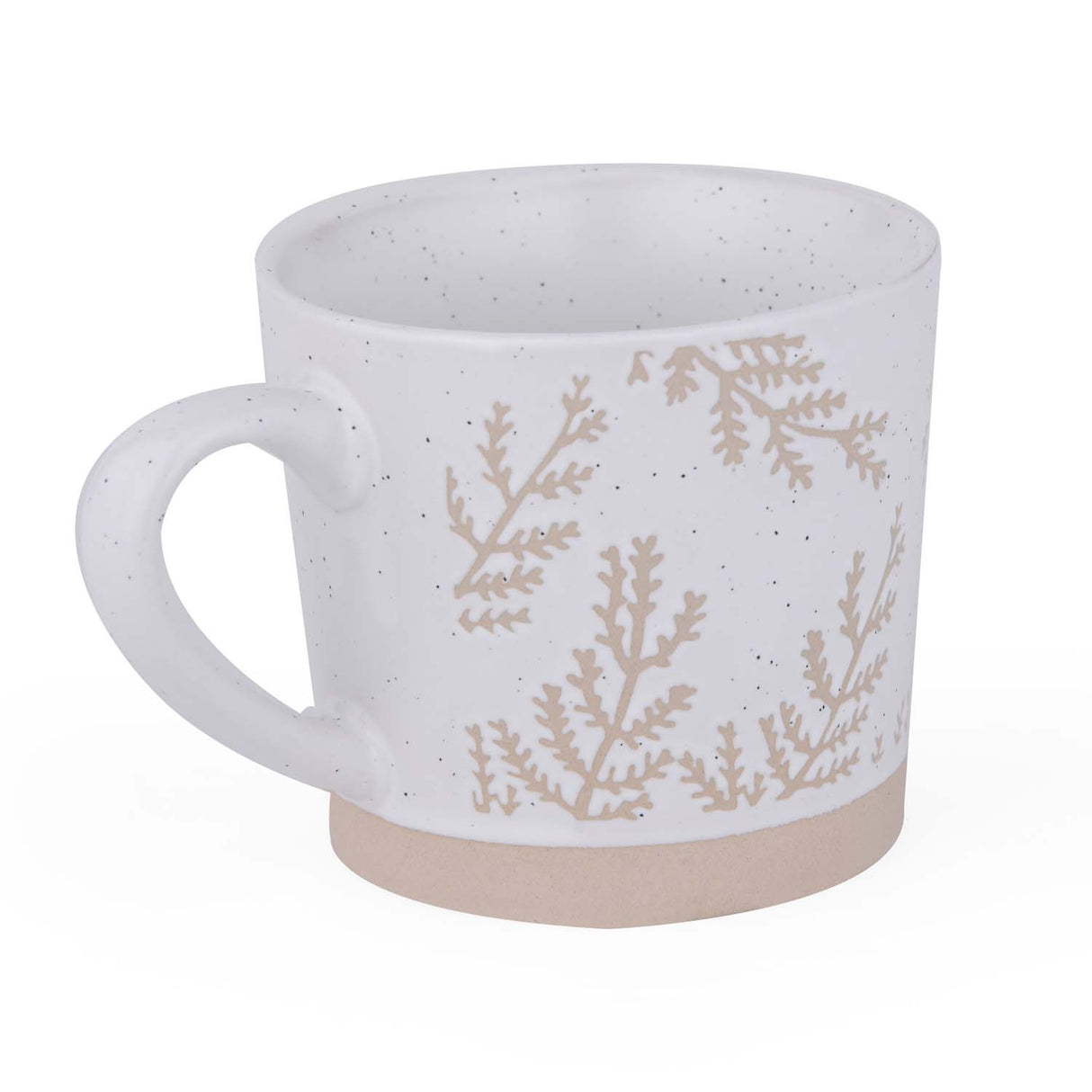 Leaf Design 400 ml Ceramic Coffee Mug- Beige
