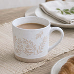 Leaf Design 400 ml Ceramic Coffee Mug- Beige