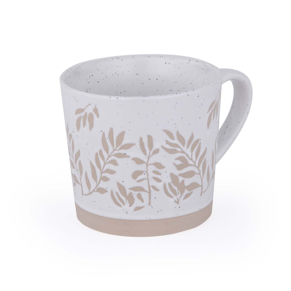 Leaf Design 400 ml Ceramic Coffee Mug- Beige