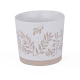 Leaf Design 400 ml Ceramic Coffee Mug- Beige