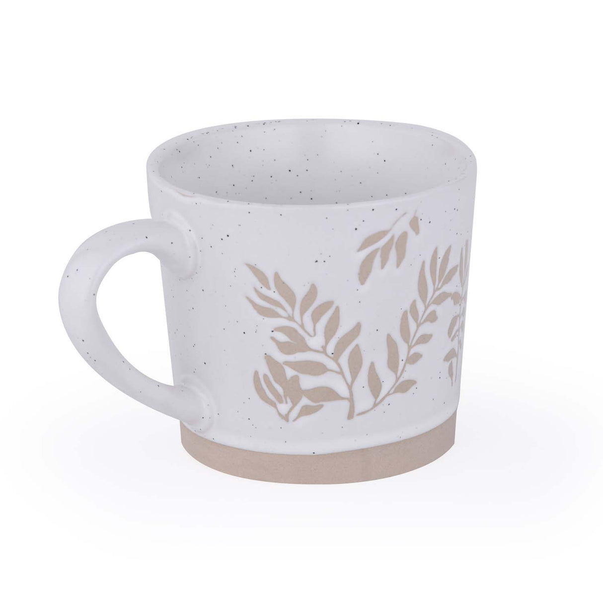Leaf Design 400 ml Ceramic Coffee Mug- Beige