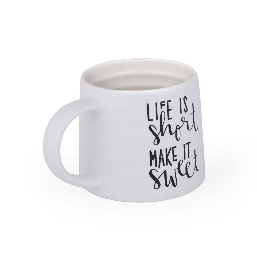 Life Is Short Make It Sweet Printed 420 ml Ceramic Coffee Mug- White