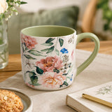 Tropical Design 400 ml Ceramic Coffee Mug- White