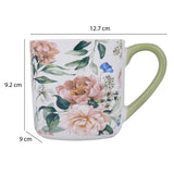 Tropical Design 400 ml Ceramic Coffee Mug- White