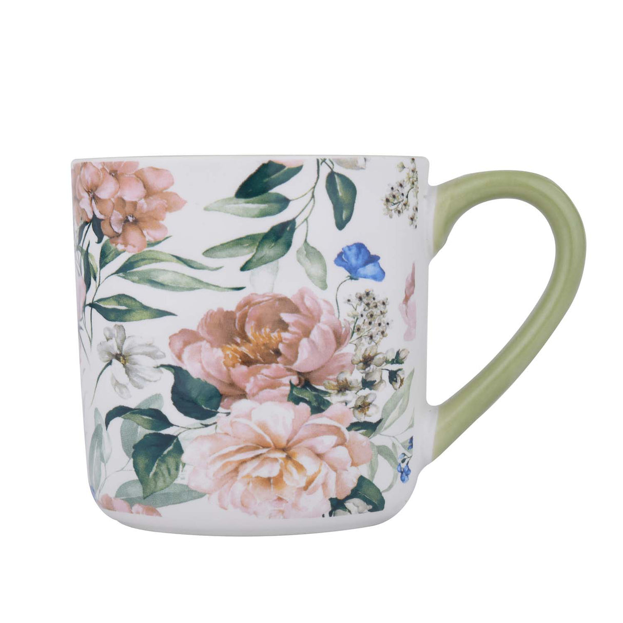 Tropical Design 400 ml Ceramic Coffee Mug- White