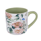 Tropical Design 400 ml Ceramic Coffee Mug- White