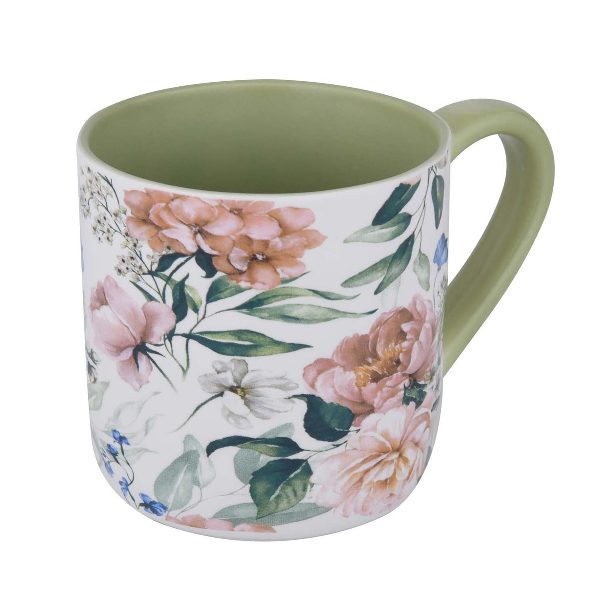 Tropical Design 400 ml Ceramic Coffee Mug- White
