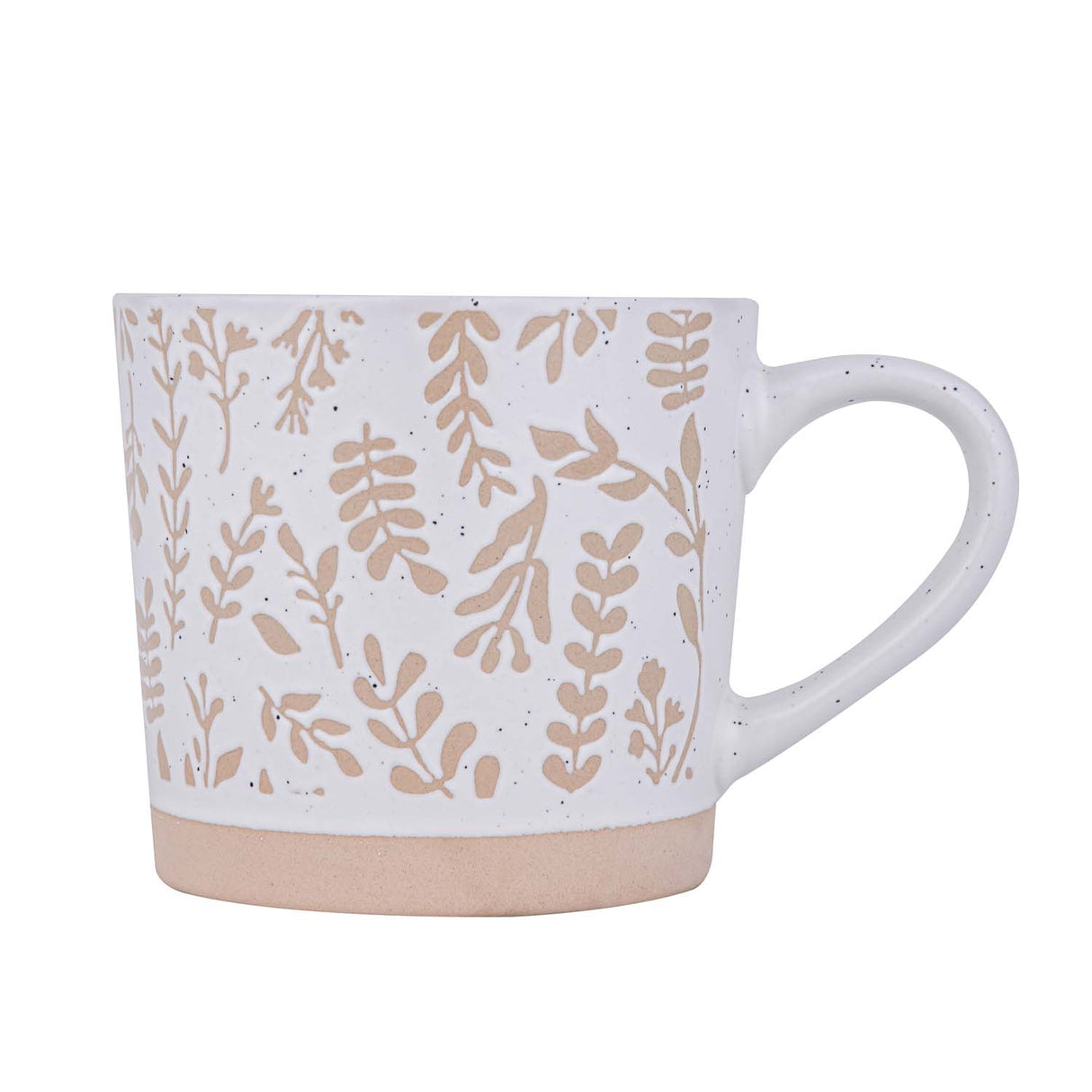 Leaf Design 400 ml Ceramic Coffee Mug- Beige