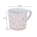Leaf Design 400 ml Ceramic Coffee Mug- Beige