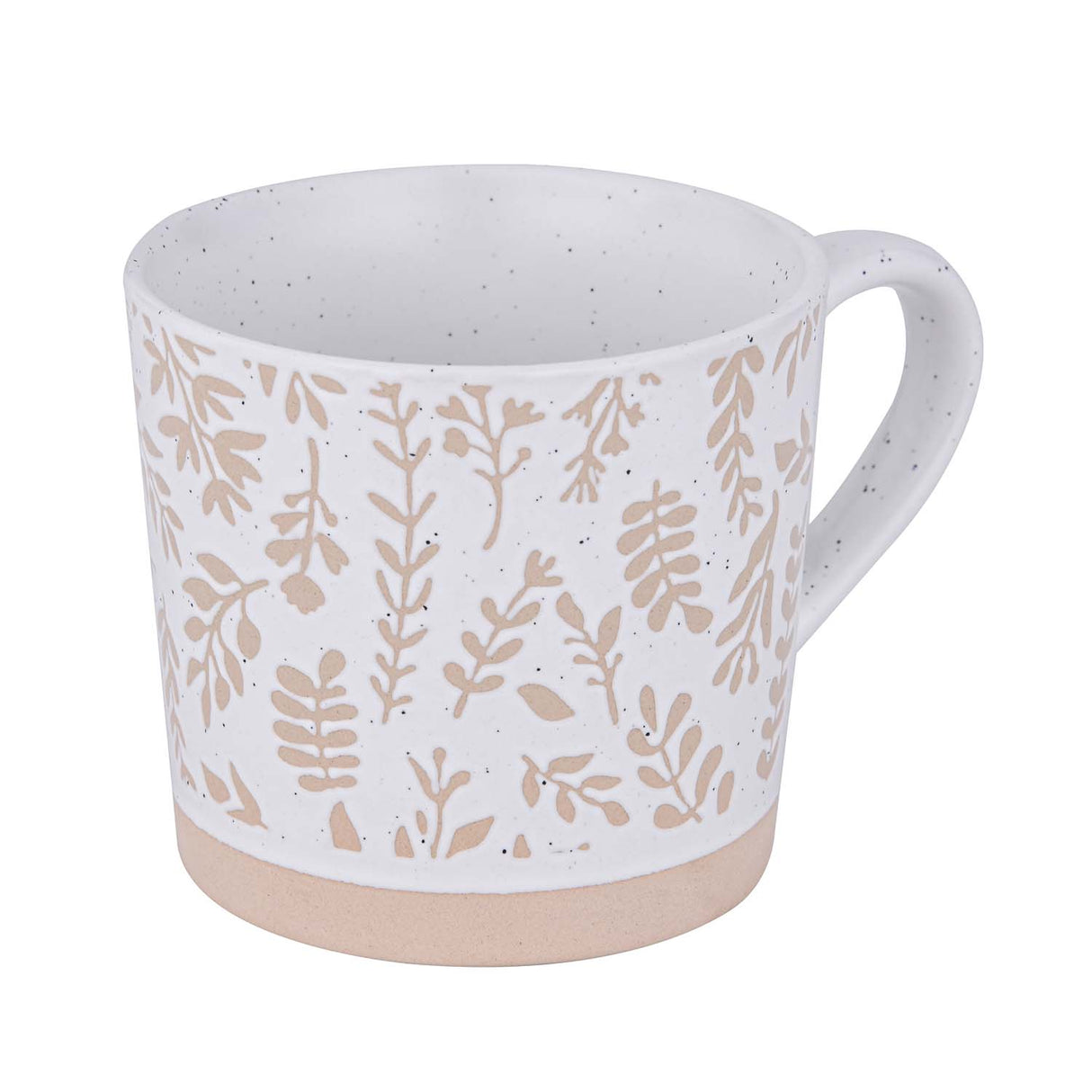 Leaf Design 400 ml Ceramic Coffee Mug- Beige