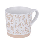 Leaf Design 400 ml Ceramic Coffee Mug- Beige