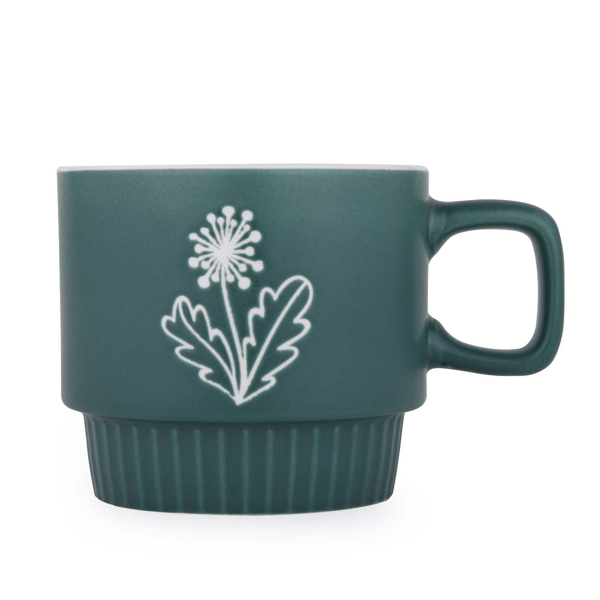 Botanical Design 380 ml Ceramic Coffee Mug- Green