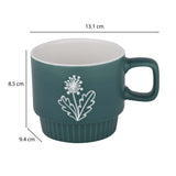 Botanical Design 380 ml Ceramic Coffee Mug- Green