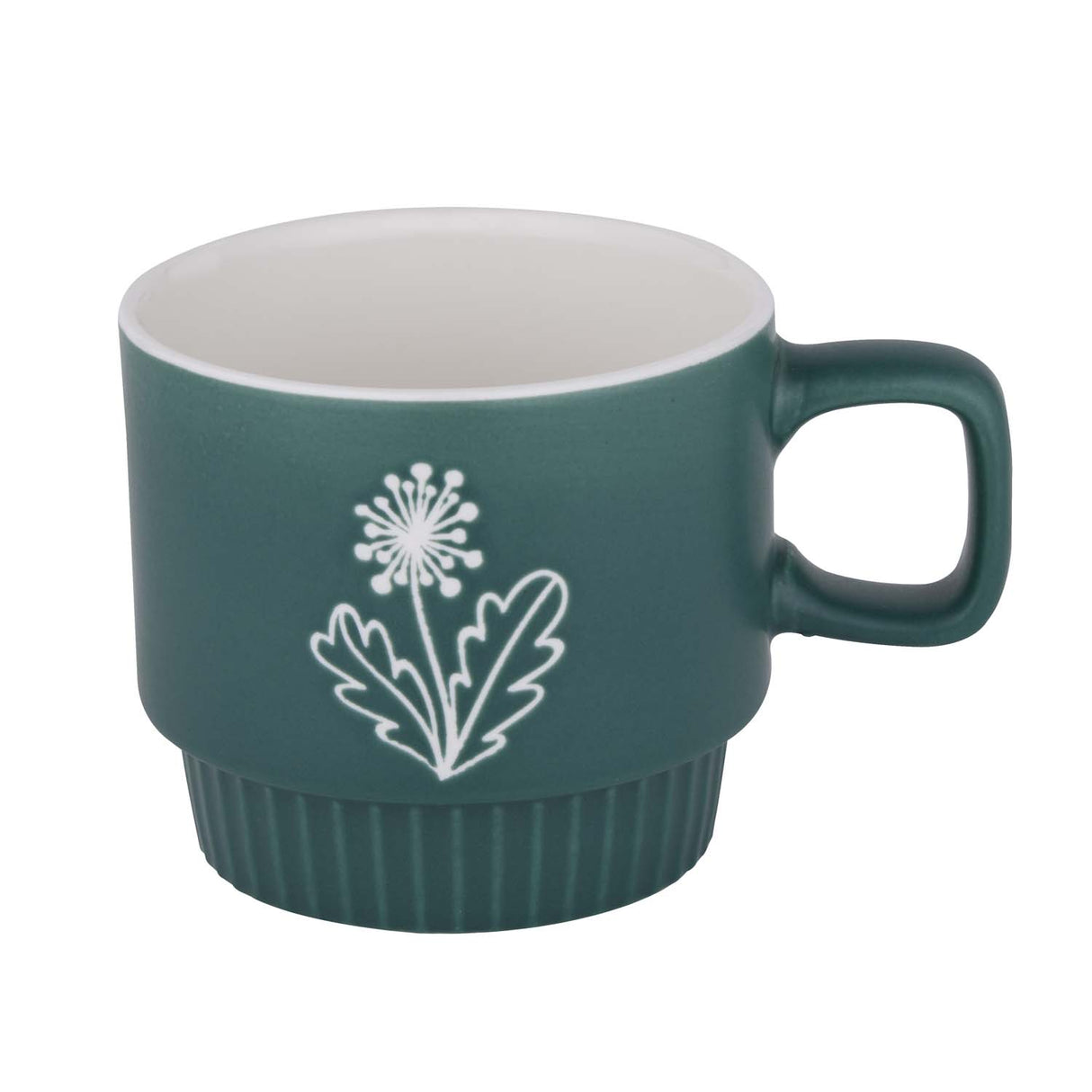 Botanical Design 380 ml Ceramic Coffee Mug- Green