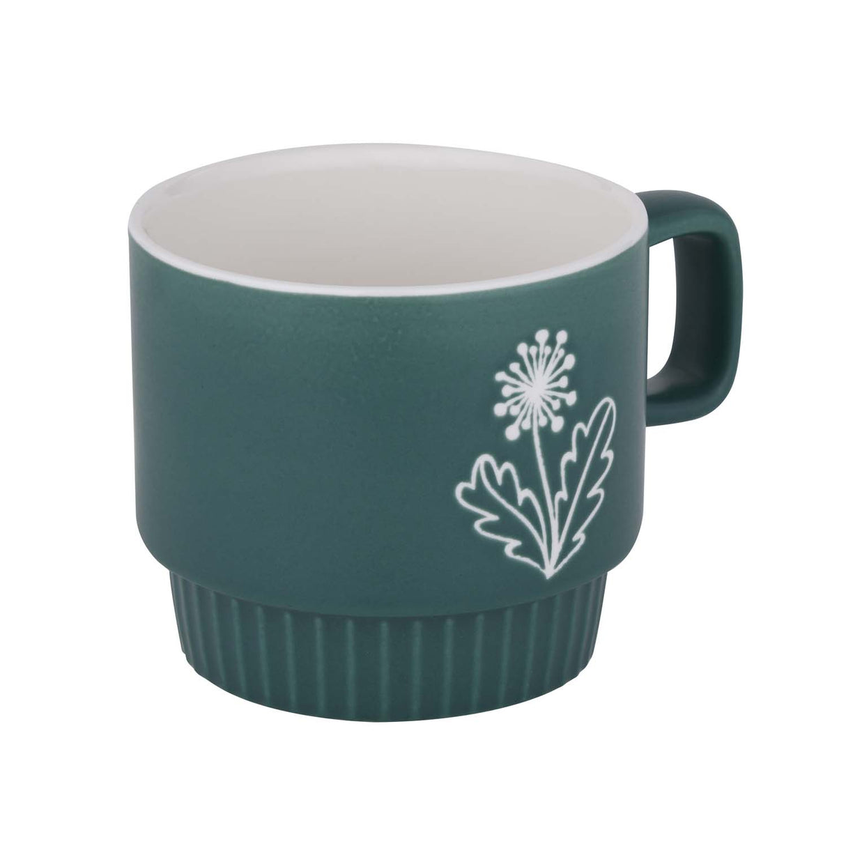 Botanical Design 380 ml Ceramic Coffee Mug- Green