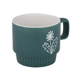Botanical Design 380 ml Ceramic Coffee Mug- Green