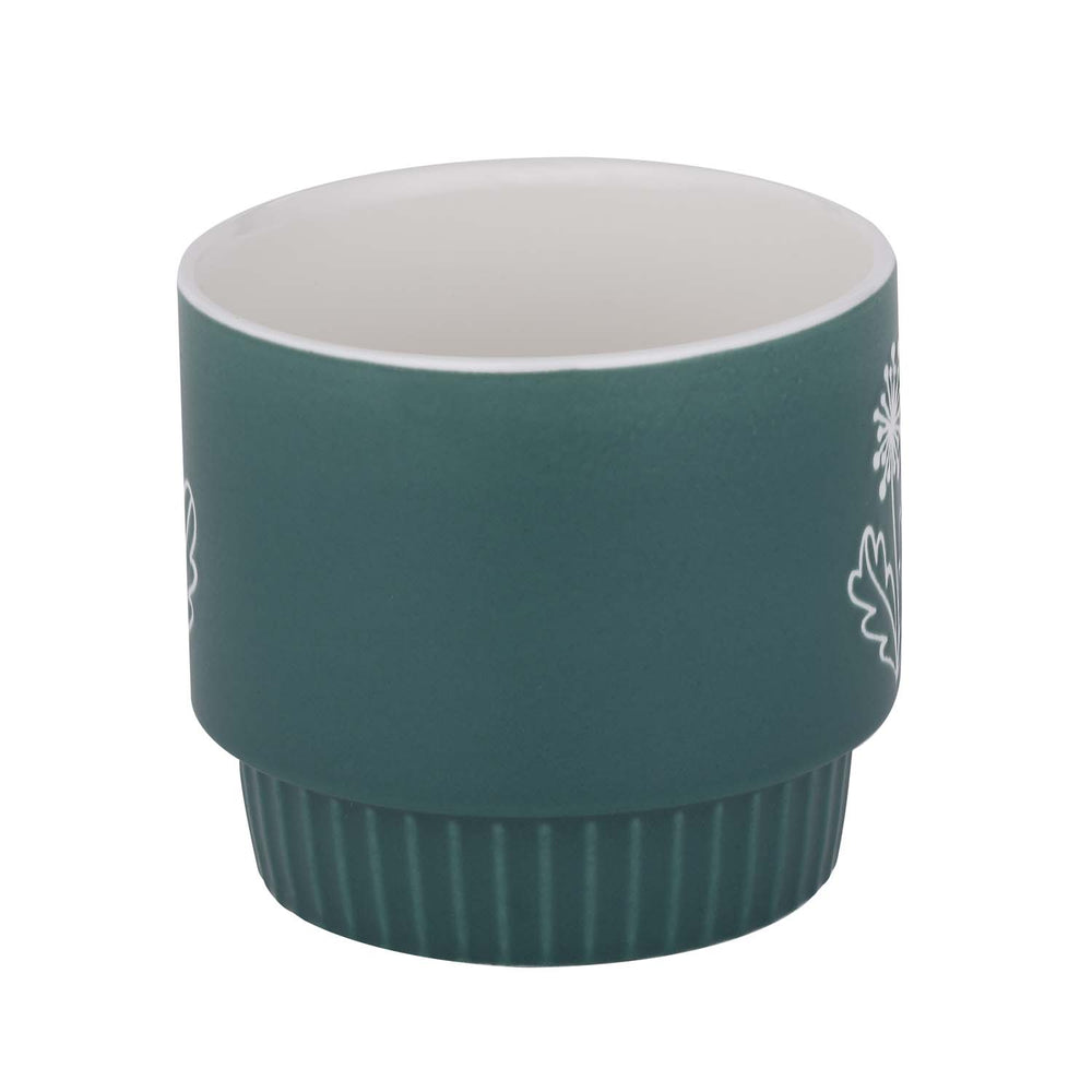 Botanical Design 380 ml Ceramic Coffee Mug- Green
