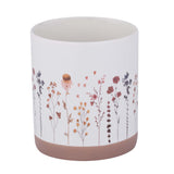 Floral Design 420 ml Round Handle Ceramic Coffee Mug- Red