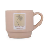 Enjoy The Present Polaroid Printed 350 ml Ceramic Coffee Mug- Pink