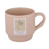 Enjoy The Present Polaroid Printed 350 ml Ceramic Coffee Mug- Pink