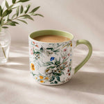 Tropical Design 400 ml Ceramic Coffee Mug- White