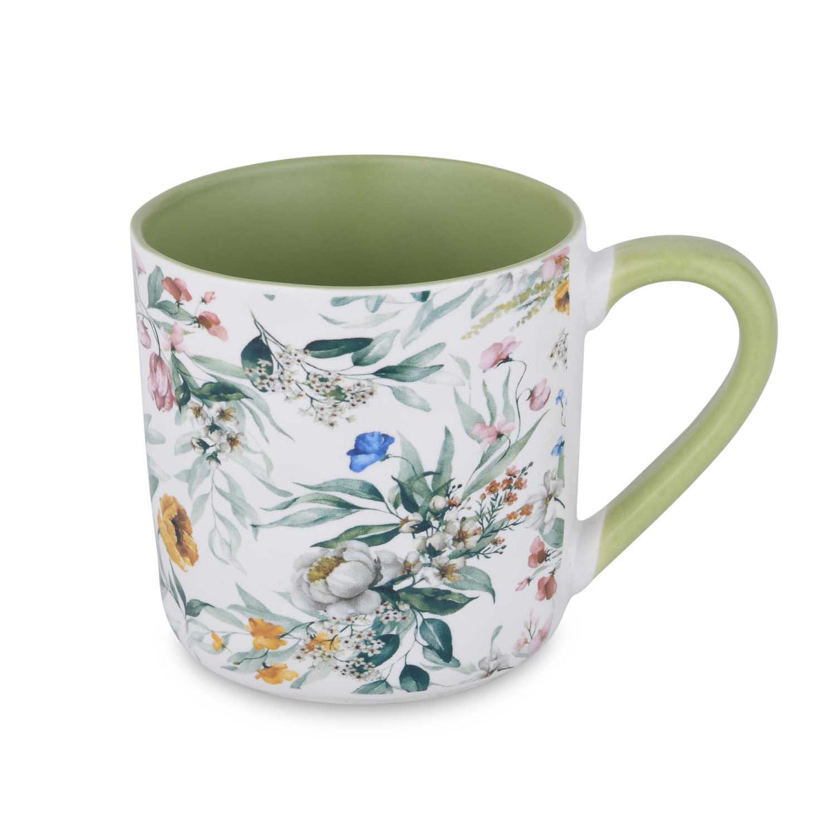Tropical Design 400 ml Ceramic Coffee Mug- White