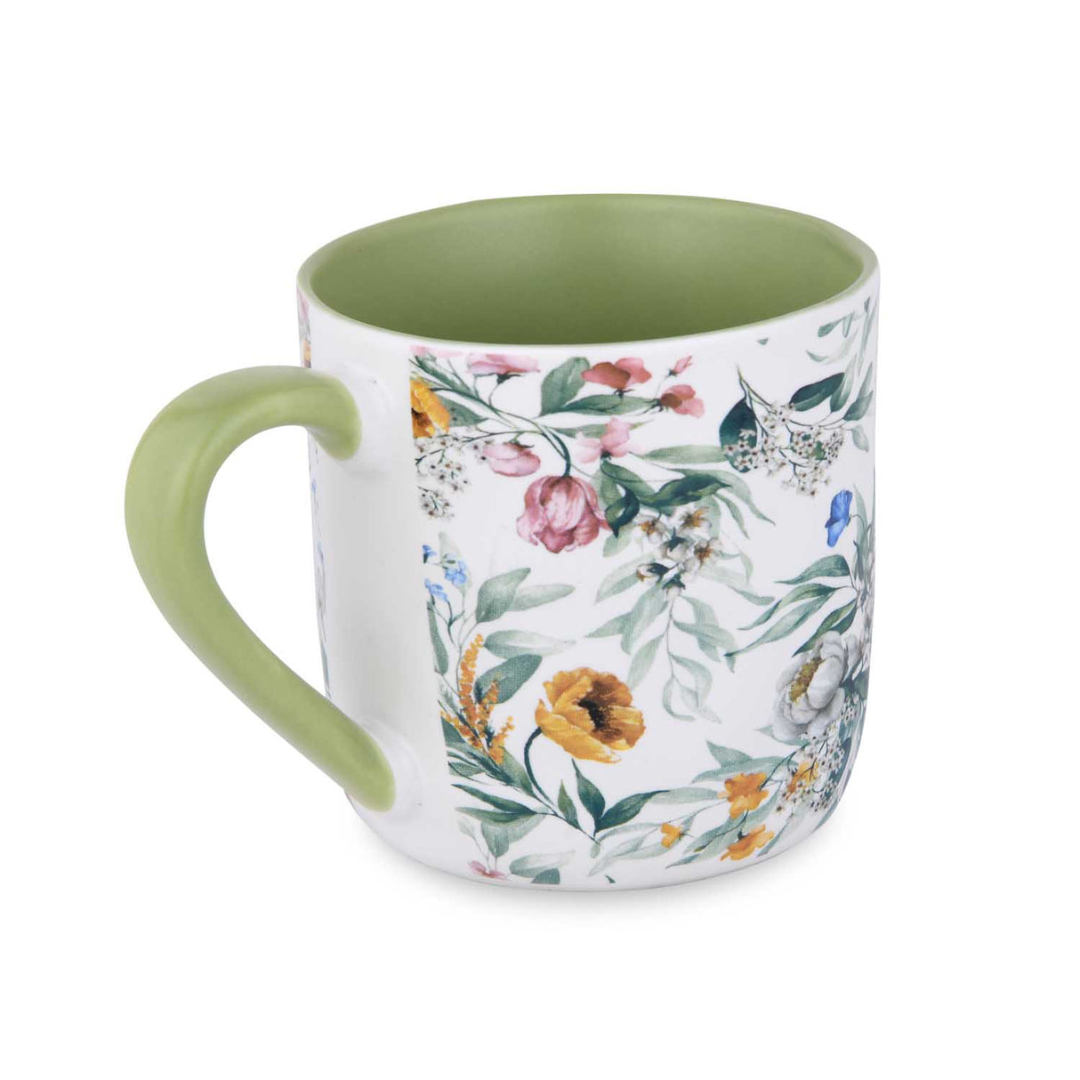 Tropical Design 400 ml Ceramic Coffee Mug- White