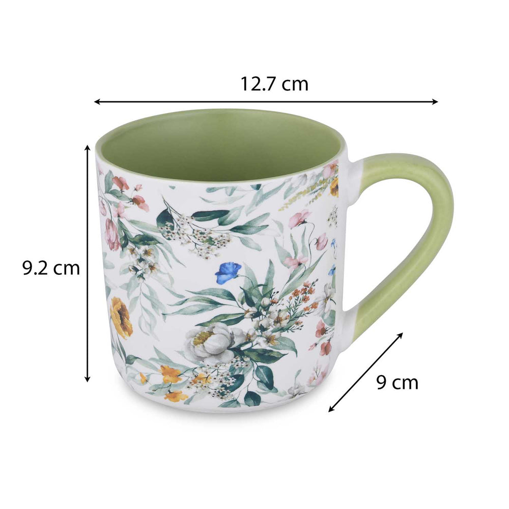 Tropical Design 400 ml Ceramic Coffee Mug- White