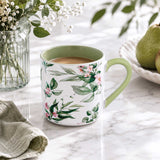 Tropical Design 400 ml Ceramic Coffee Mug- White