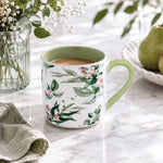 Tropical Design 400 ml Ceramic Coffee Mug- White