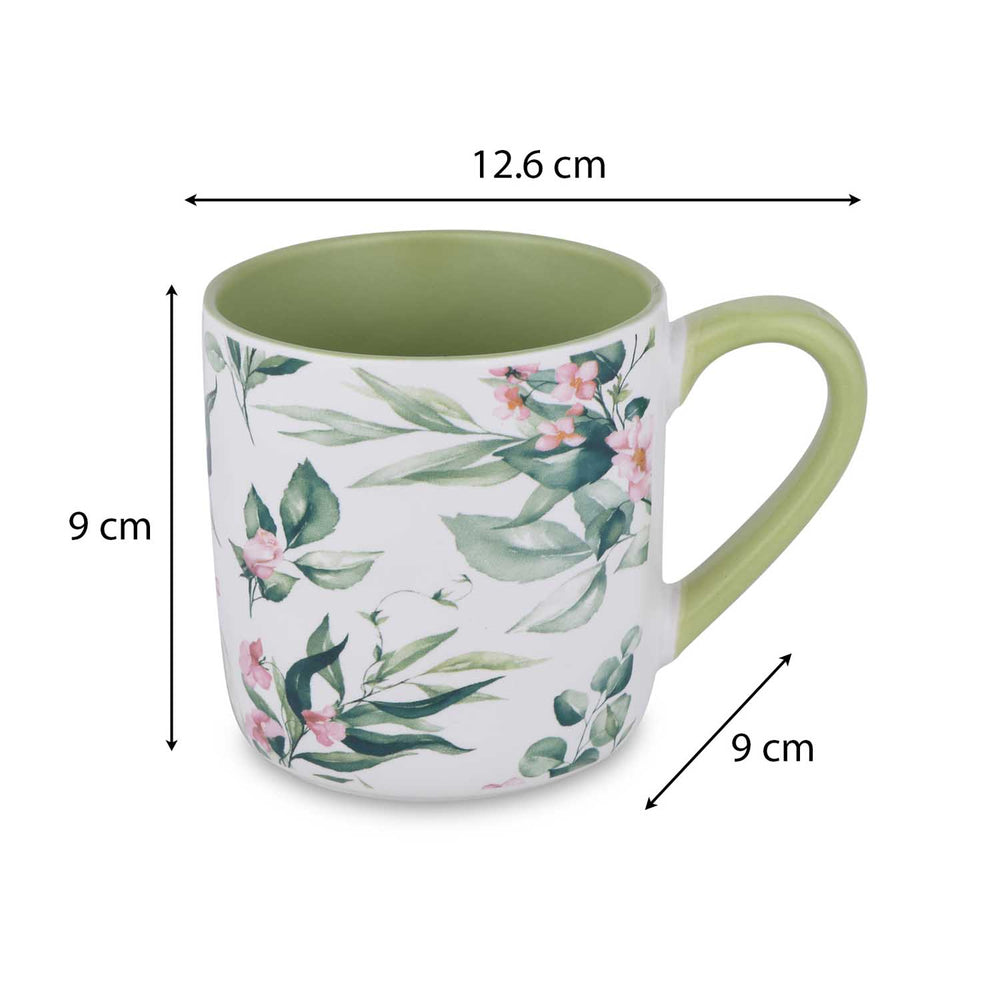 Tropical Design 400 ml Ceramic Coffee Mug- White