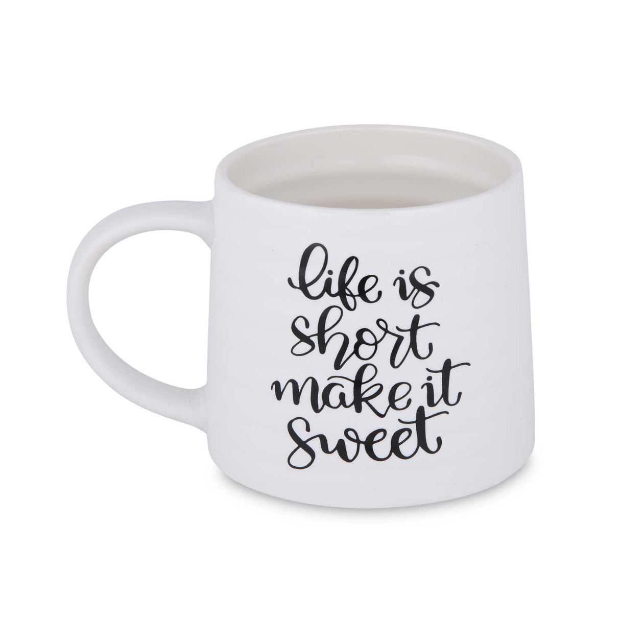 Life Is Short Make It Sweet Printed 420 ml Ceramic Coffee Mug- White