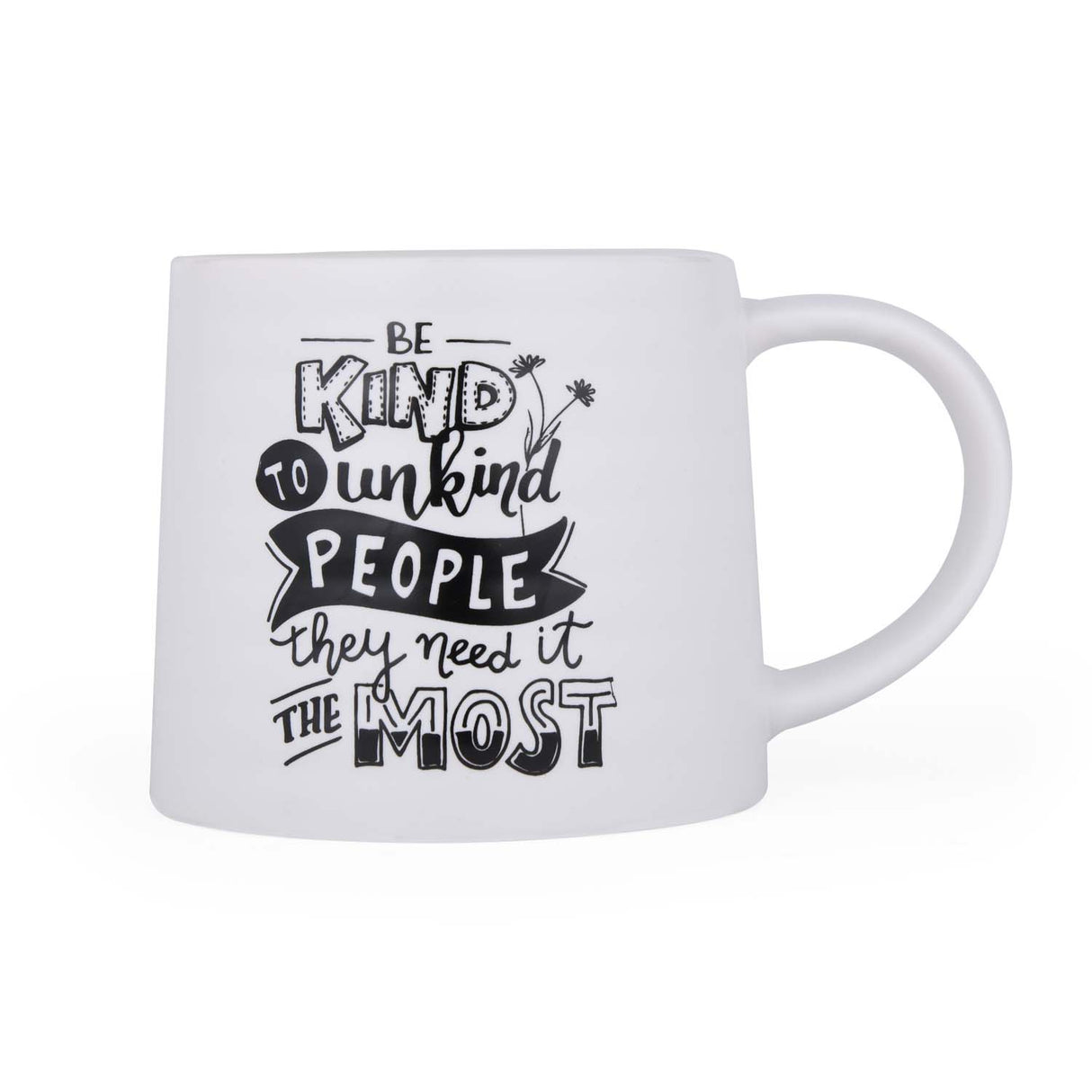 Be Kind Printed 420 ml Ceramic Coffee Mug- White