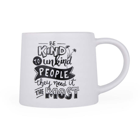 Be Kind Printed 420 ml Ceramic Coffee Mug- White