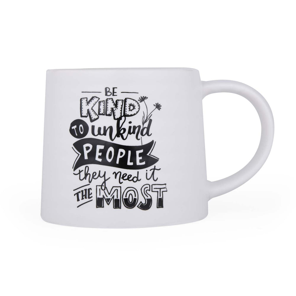 Be Kind Printed 420 ml Ceramic Coffee Mug- White