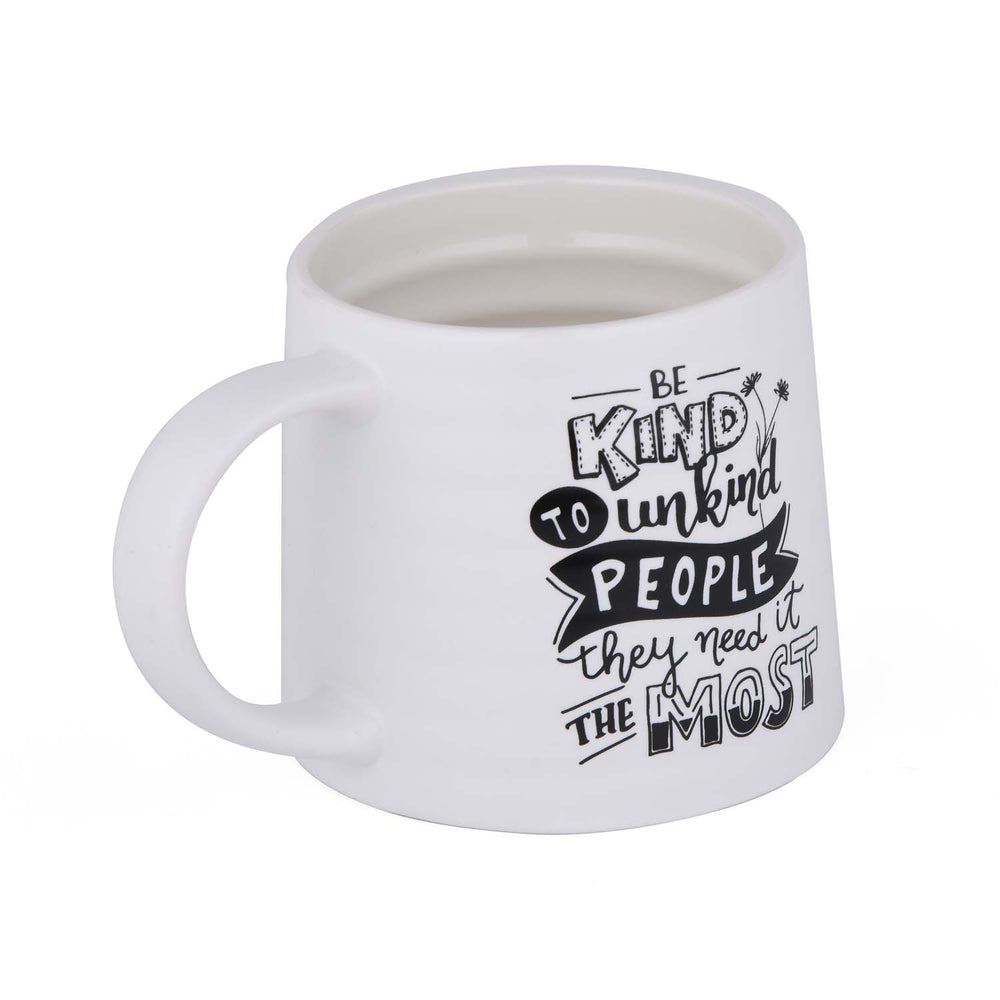 Be Kind Printed 420 ml Ceramic Coffee Mug- White