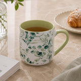Tropical Design 400 ml Ceramic Coffee Mug- White