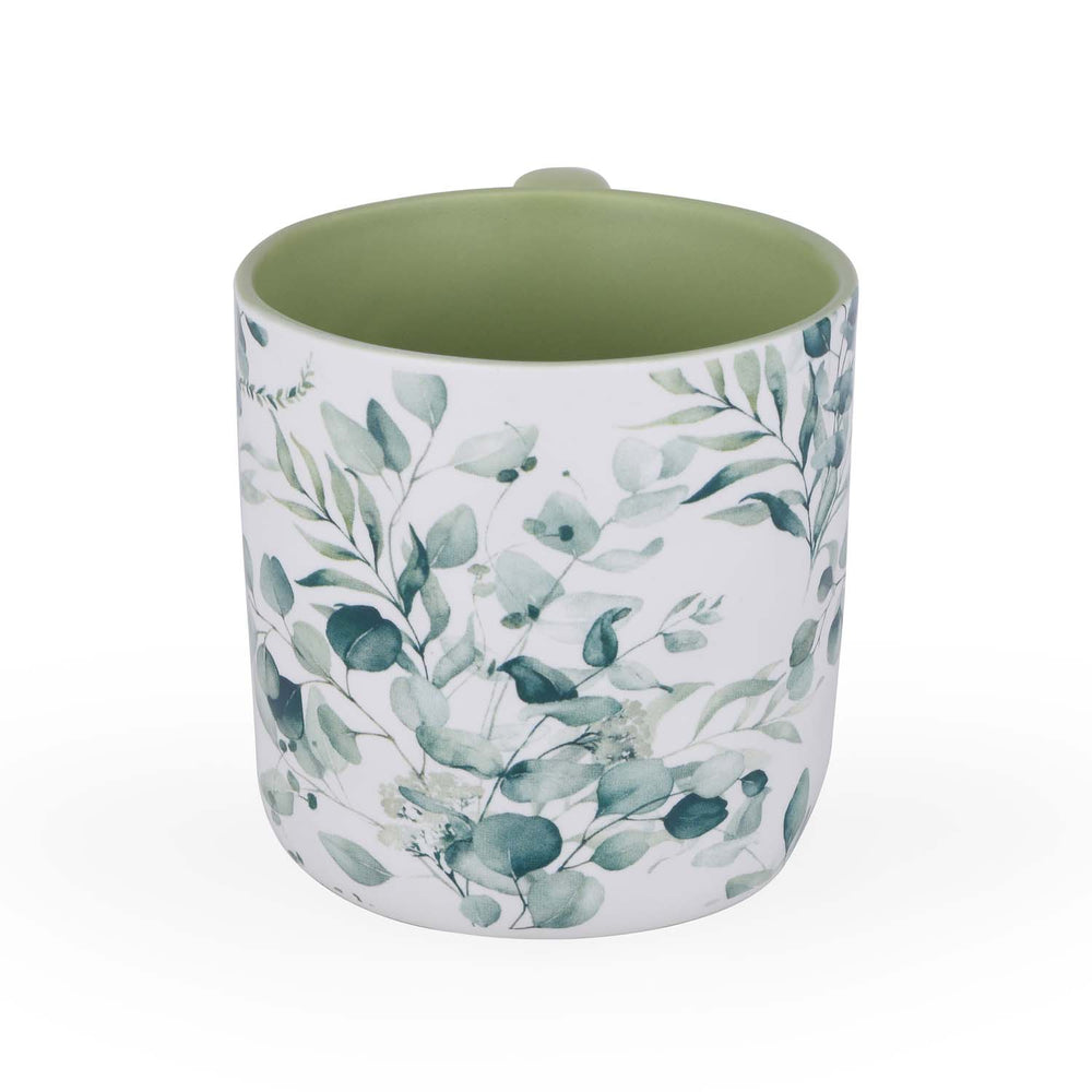 Tropical Design 400 ml Ceramic Coffee Mug- White