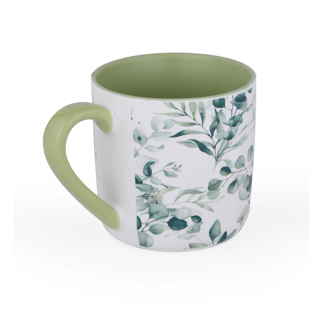 Tropical Design 400 ml Ceramic Coffee Mug- White