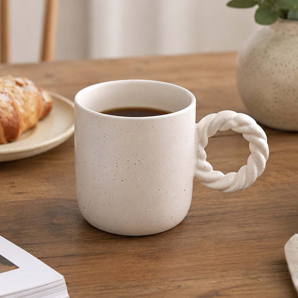 Speckled 350 ml Ceramic Coffee Mug with Rope Handle- Mint