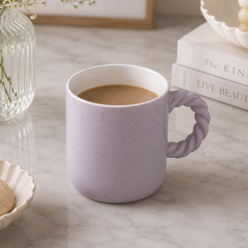 Speckled 350 ml Ceramic Coffee Mug with Rope Handle- Grey