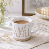 Leaf Design 400 ml Ceramic Coffee Mug- Beige