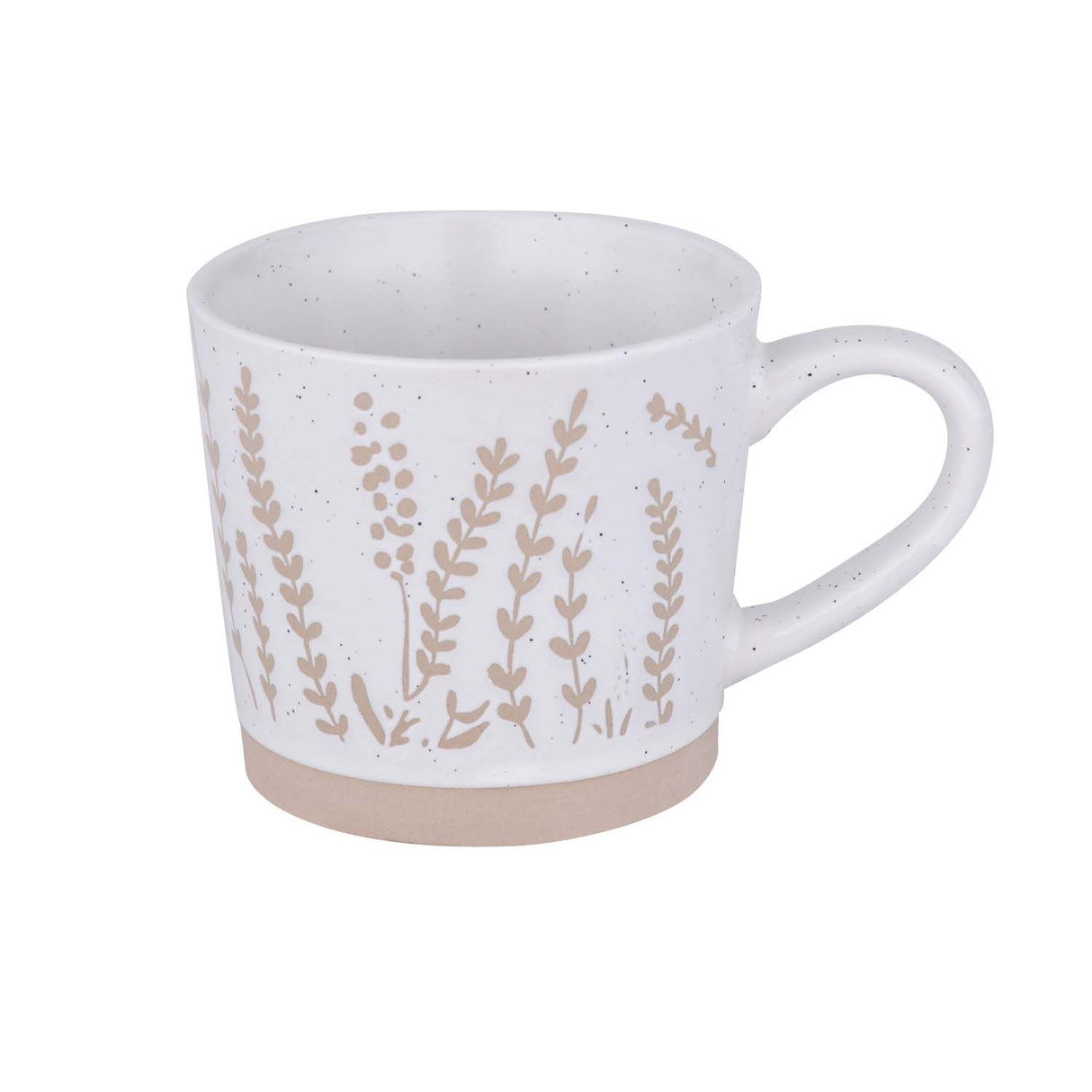 Leaf Design 400 ml Ceramic Coffee Mug- Beige