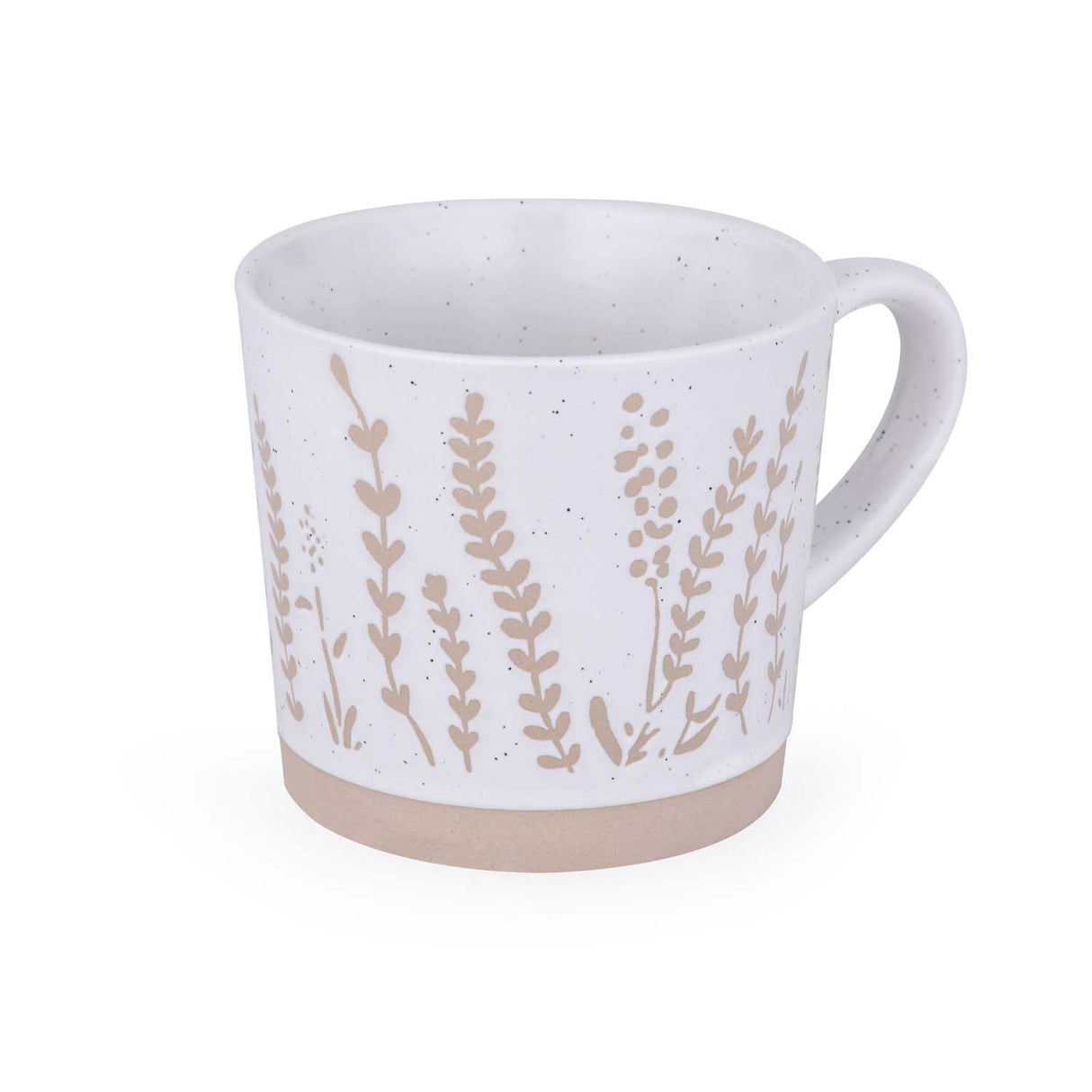 Leaf Design 400 ml Ceramic Coffee Mug- Beige
