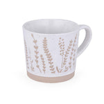 Leaf Design 400 ml Ceramic Coffee Mug- Beige