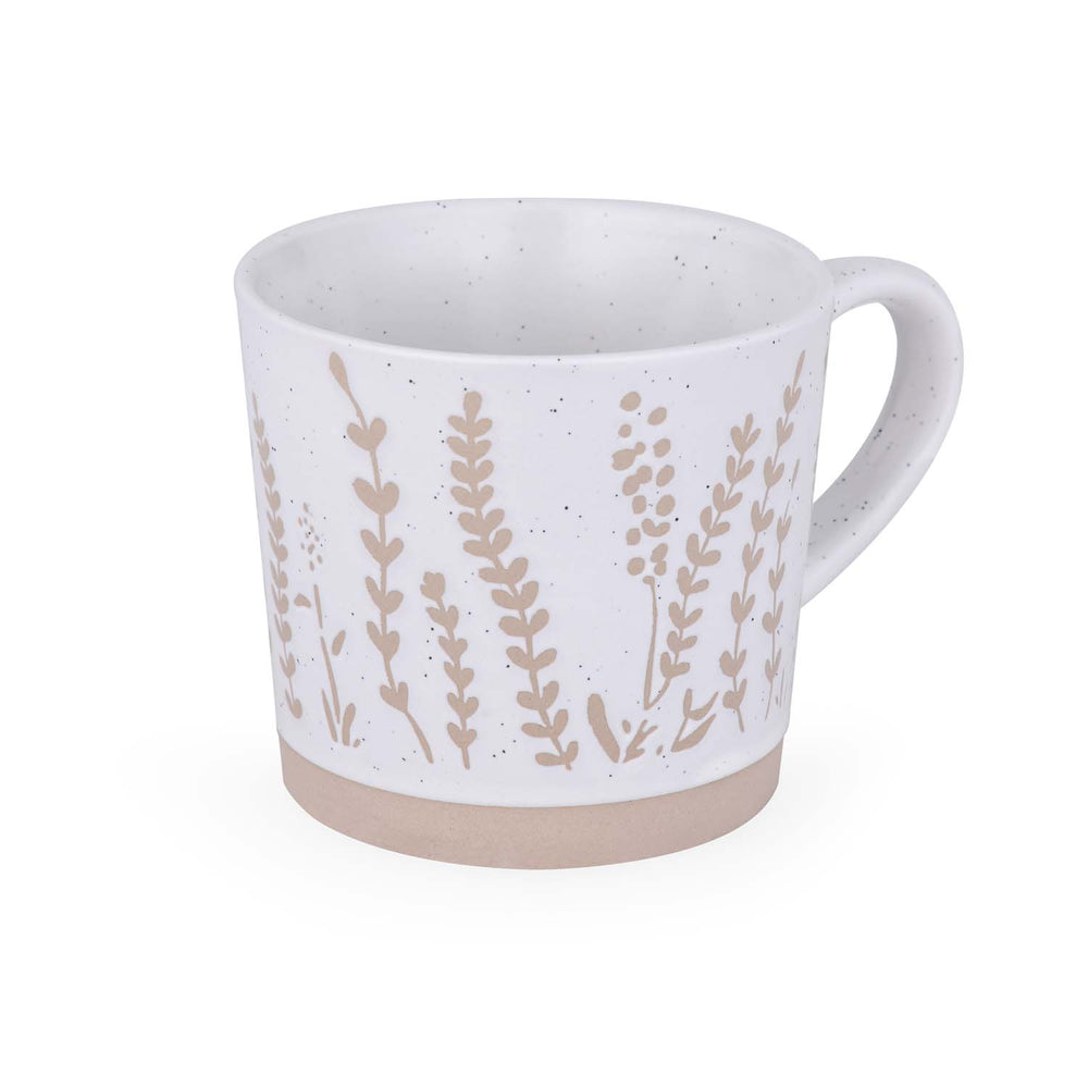 Leaf Design 400 ml Ceramic Coffee Mug- Beige