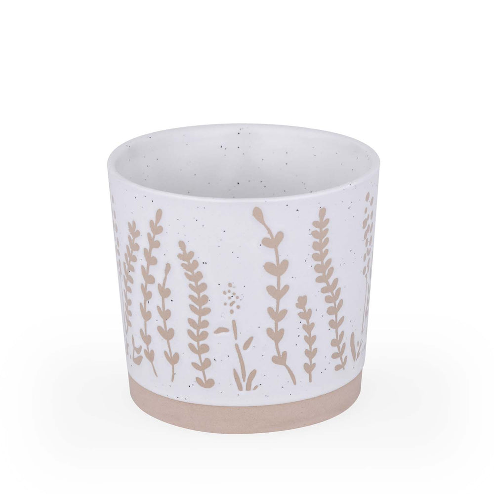 Leaf Design 400 ml Ceramic Coffee Mug- Beige