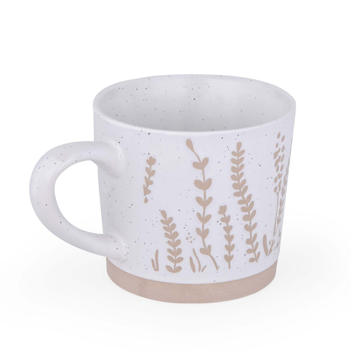 Leaf Design 400 ml Ceramic Coffee Mug- Beige