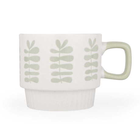 Botanical Design 380 ml Ceramic Coffee Mug- White
